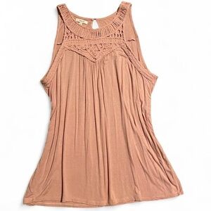 Maurices Pink Crochet Accent Tank Top